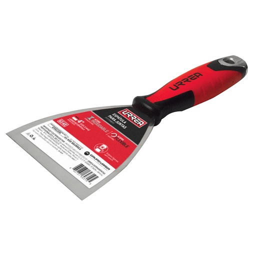 [654X] Espátula flexible de acero inoxidable con mango bimaterial 4" Urrea