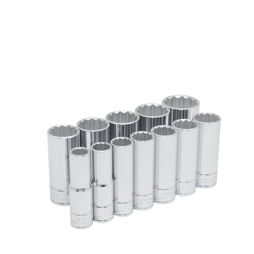 [54107] Juego de dados largos cuadro de 1/2", 12 puntas, en pulgadas, 12 piezas Urrea