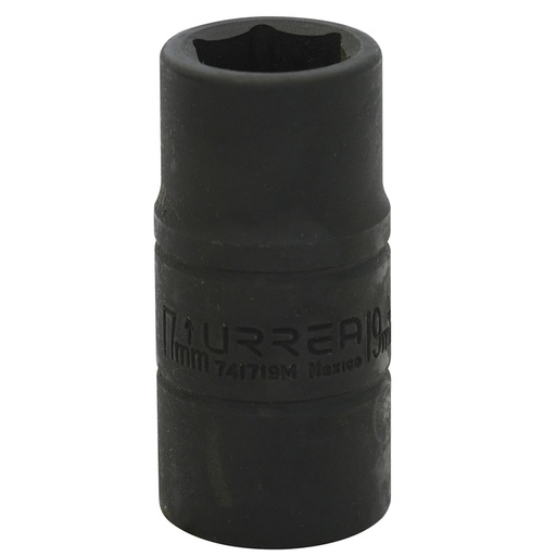 [741719M] Dado de impacto corto doble boca métrico cuadro de 1/2", 17 x 19 mm Urrea