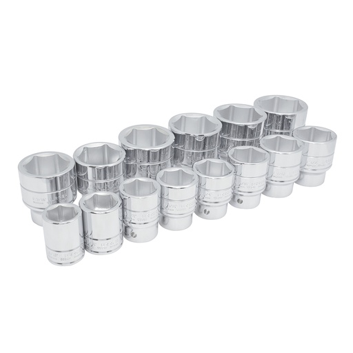 [55113] Juego de dados cuadro de 3/4", 6 puntas, en pulgadas, 14 piezas Urrea