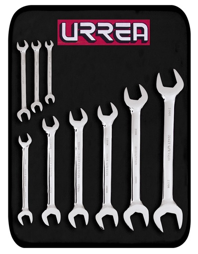 [30000RM] Juego de llaves españolas pulido espejo métricas, 9 piezas en estuche Urrea