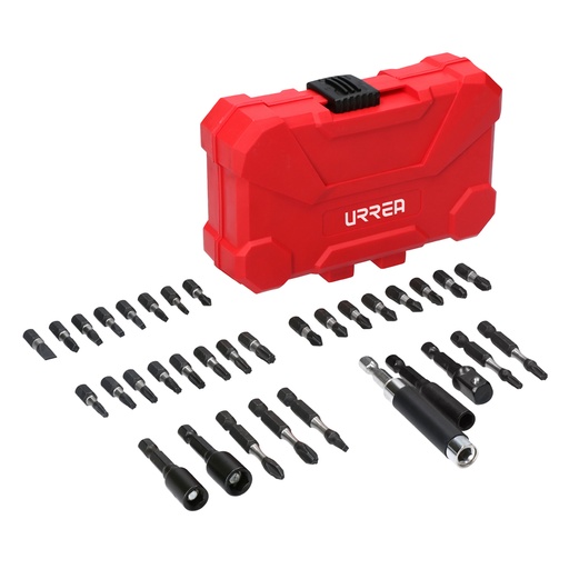 [JUP34] Juego de puntas y accesorios con sistema de amortiguación de impacto, 34 pz en estuche pls Urrea