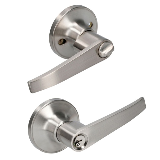 [10MA] Manija tubular recta función entrada y recámara, níquel satinado, llave estándar, blíster Lock