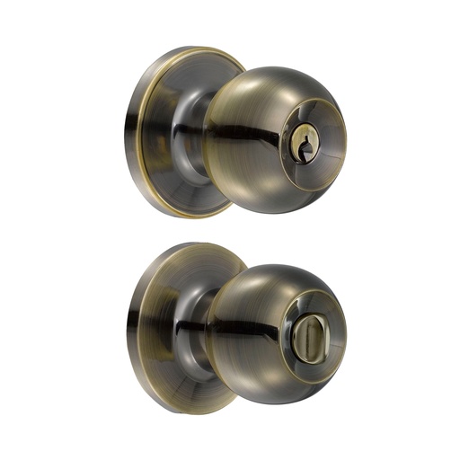 [13PO] Pomo tubular bola función recámara, latón antiguo, llave estándar, blíster Lock