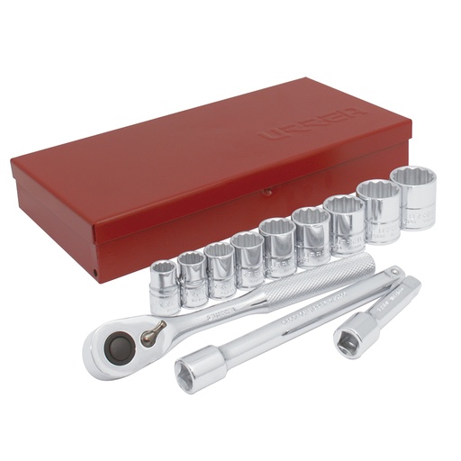 [52130] Juego de dados y accesorios cuadro de 3/8" en pulgadas, 13 piezas Urrea