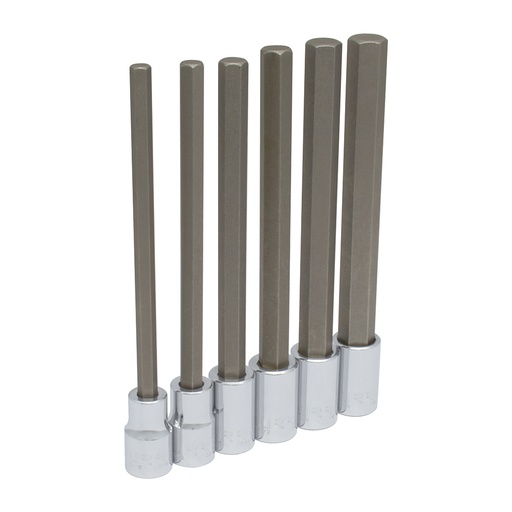 [54416L] Juego de dados con punta hexagonal extra larga cuadro de 1/2", en pulgadas, 6 piezas Urrea