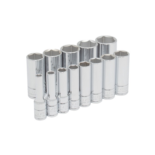 [52114] Juego de dados largos cuadro de 3/8", 6 puntas, en pulgadas, 13 piezas Urrea