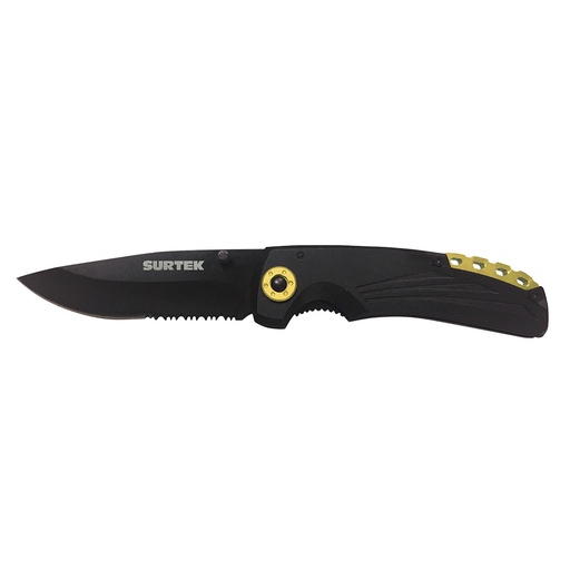 [120563] Navaja abatible de acero inoxidable con mango bimaterial Surtek