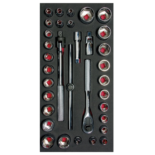 [CH104] Juego de dados cortos y accesorios cuadro de 3/8" combinados 34 piezas, CH104-C Urrea