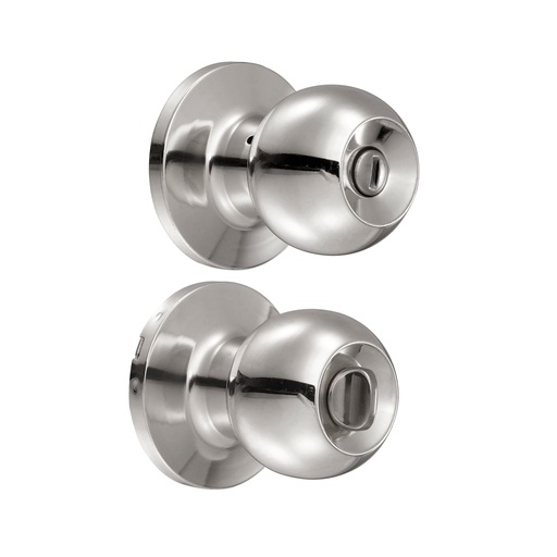 [11PO] Pomo tubular bola función baño, acero inoxidable, llave estándar, blíster Lock