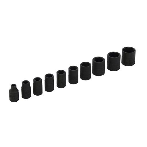 [69106] Juego de dados de impacto cuadro de 1/4", 6 puntas, en pulgadas, 10 piezas Urrea