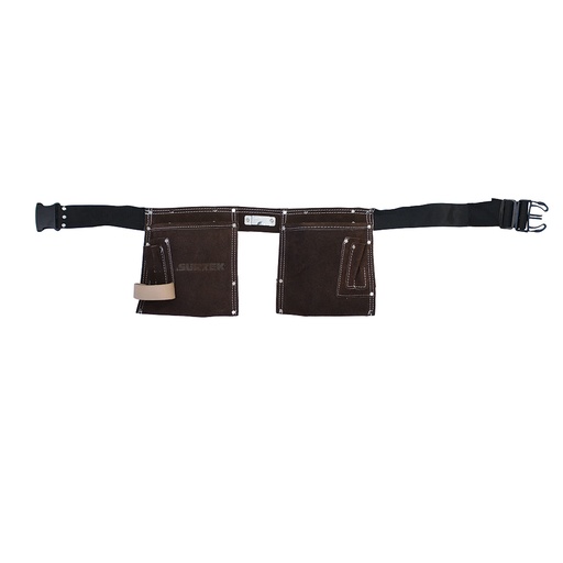 [124400] Portaherramientas doble de carnaza con cinturón, 10 bolsillos Surtek