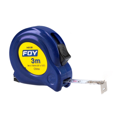 [142120] Flexómetro con carcasa de plástico azul 3 m x 1/2" Foy