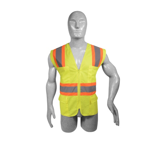 [137497] Chaleco de seguridad de alta visibilidad con cierre y 6 bolsas amarillo unitalla Surtek