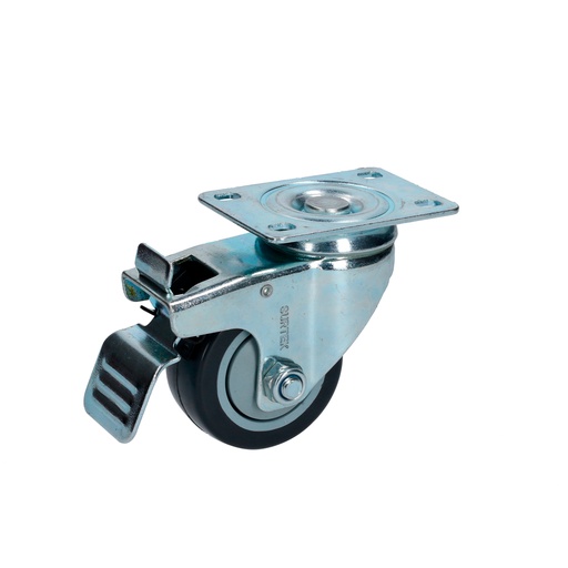 [RG7B] Rodaja de poliuretano negro giratoria con freno 3" Surtek