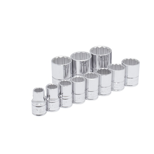 [54111] Juego de dados cuadro de 1/2", 12 puntas, en pulgadas,11 piezas Urrea
