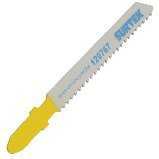 [120767] Segueta para sierra caladora zanco tipo T para corte recto, acabado fino, 77 mm,  12 dpp Surtek