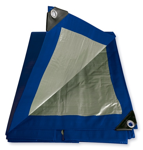 [LE14X18] Lona de polietileno color azul con fondo plata, 4.26 x 5.48 m Foy