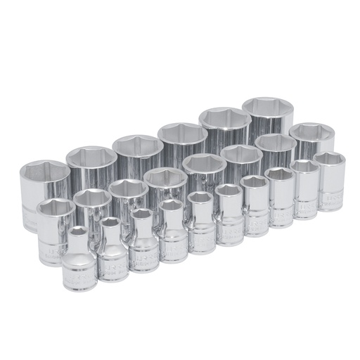 [54209] Juego de dados cuadro de 1/2", 6 puntas, métricos, 24 piezas Urrea
