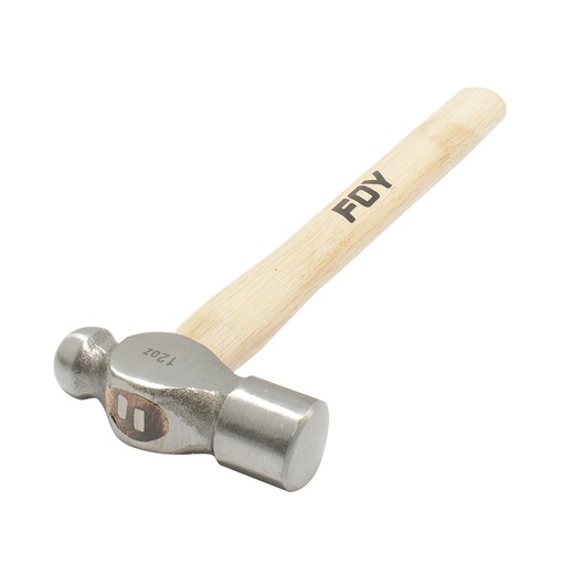 [141831] Martillo pulido de bola con mango de madera de 12", 12 oz Foy