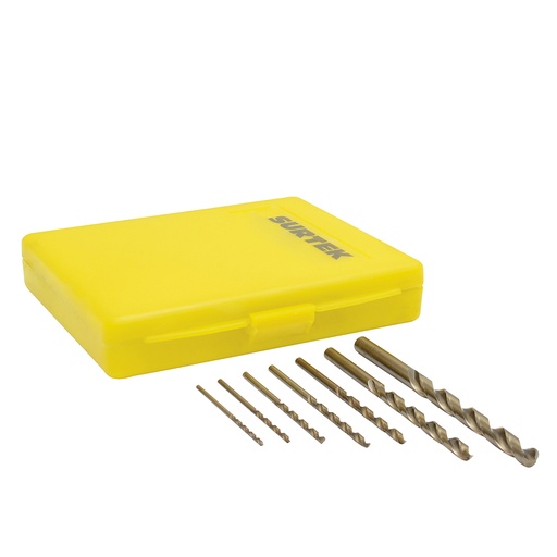 [JBAV7] Juego de brocas con cobalto de acero de alta velocidad zanco recto, 7 piezas Surtek