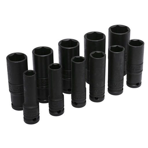 [73112D] Juego de dados de impacto largos pared delgada cuadro de 1/2", 6 puntas, en pulgadas, 11pz Urrea