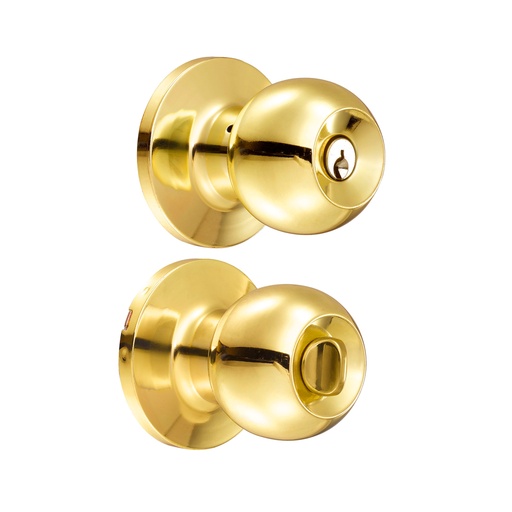 [16PO] Pomo tubular bola función recámara, latón brillante, llave estándar, blíster Lock