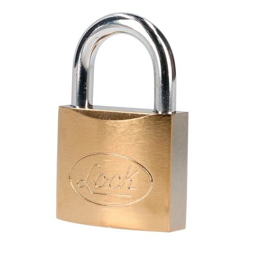 [L22S50ELBB] Candado de acero corto 50 mm, acabado latonado, llave estándar Lock