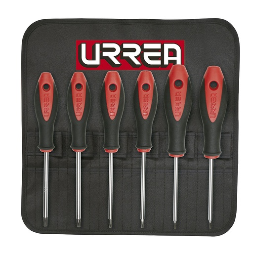 [83W] Juego de destornilladores con mango bimaterial punta torx, 6 piezas en estuche Urrea
