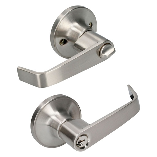 [22MA] Manija tubular plana función entrada y recámara, níquel satinado, llave estándar, blíster Lock