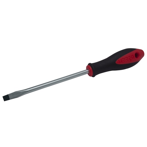 [8604] Destornillador con mango bimaterial, punta plana barra redonda 1/4" x 4" Urrea