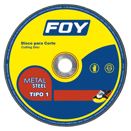 [143526] Disco abrasivo tipo 1 para metal 9" x 3 mm Foy