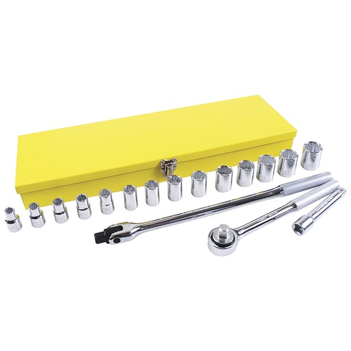 [F09S] Juego de dados y accesorios cuadro de 1/2" en pulgadas, 17 piezas Surtek