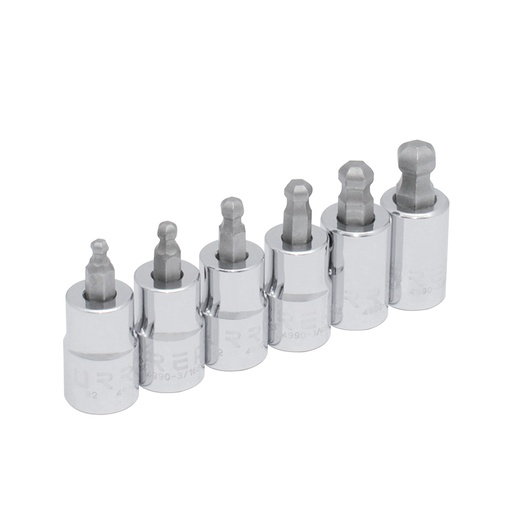 [4900BD] Juego de dados punta hexagonal tipo bola cuadro de 3/8", en pulgadas, 6 piezas Urrea