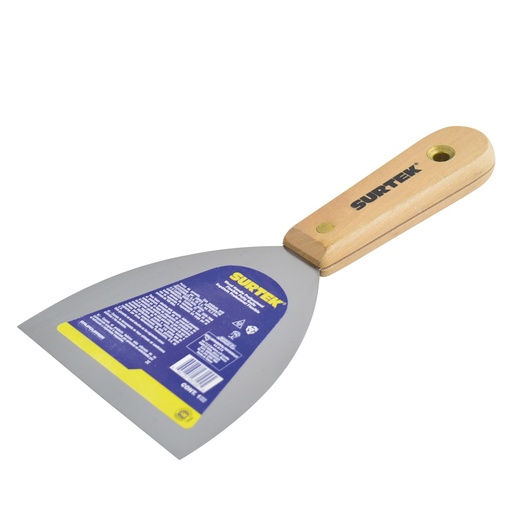 [123106] Espátula flexible de acero de alto carbón con mango de madera 6" Surtek