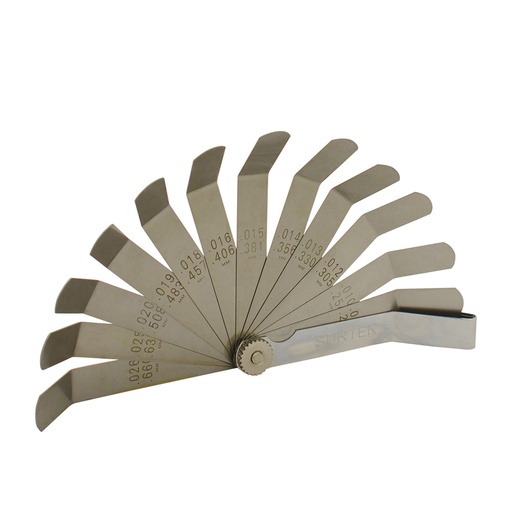 [107323] Calibrador en pulgadas 12 hojas dobladas 45° Surtek