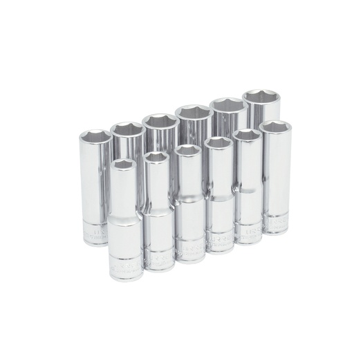 [54204] Juego de dados largos cuadro de 1/2" 6 puntas, métricos, 12 piezas Urrea