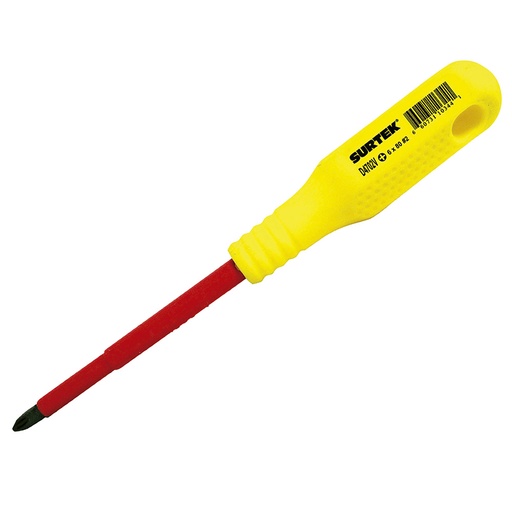 [D402V] Destornillador con mango amarillo dieléctrico, punta phillips 1000 V #2 x 4" Surtek
