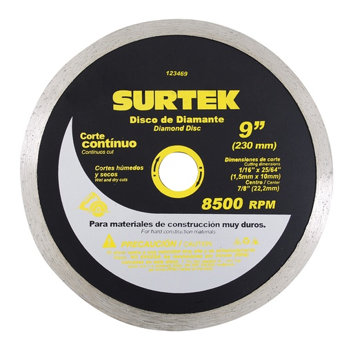 [123469] Disco de diamante continuo, 9" Surtek