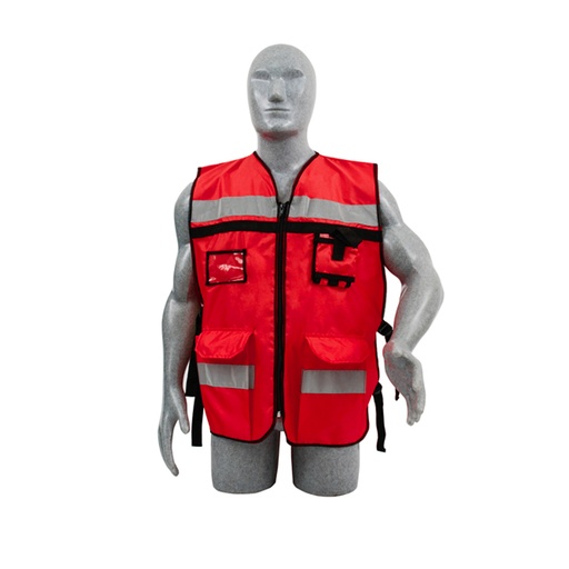 [137593] Chaleco de seguridad tipo supervisor abierto con reflejante rojo unitalla Surtek