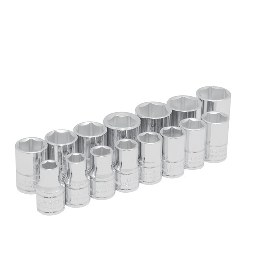 [54205] Juego de dados cuadro de 1/2", 6 puntas, métricos, 15 piezas Urrea