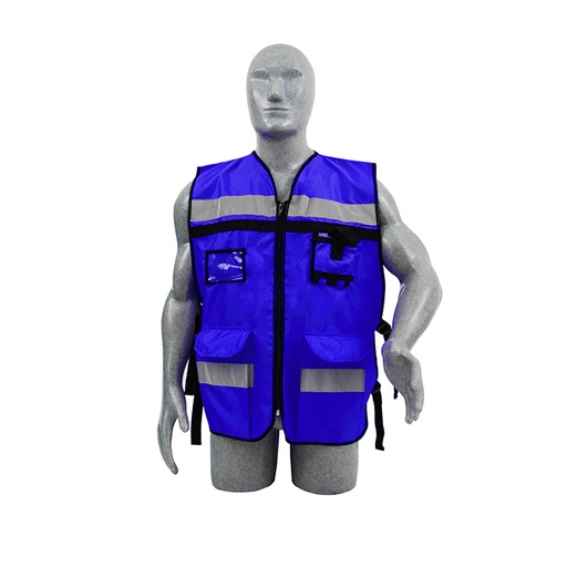 [137592] Chaleco de seguridad tipo supervisor abierto con reflejante azul rey unitalla Surtek