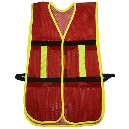 [137494] Chaleco de seguridad de malla de poliéster con ajuste de doble gancho rojo unitalla Surtek