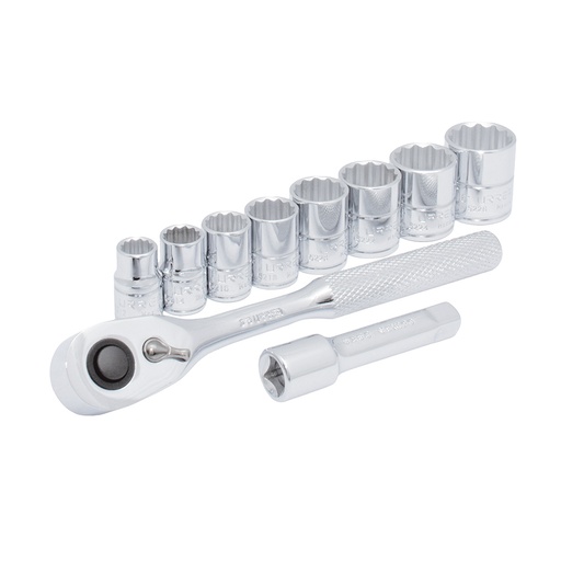 [JBUA02M] Juego de dados y accesorios cuadro de 3/8" métrico, 10 piezas Urrea