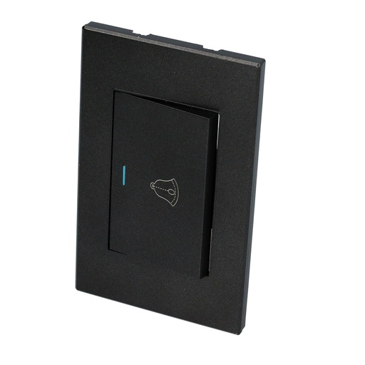 [P618N] Placa para timbre 1/1, línea Premium, color negro Surtek