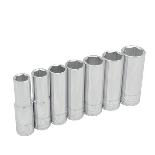 [5300H] Juego de dados largos cuadro de 1/2", 6 puntas, en pulgadas, 7 piezas Urrea