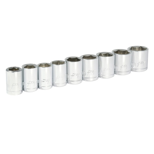 [140436] Juego de dados cuadro de 3/8", 6 puntas, métricos, 9 piezas Foy