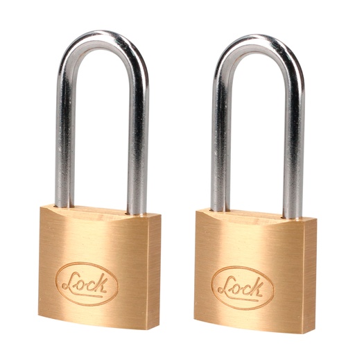 [L20L25EB] Juego de candados de latón largos 25 mm, llave estándar, 2 piezas Lock