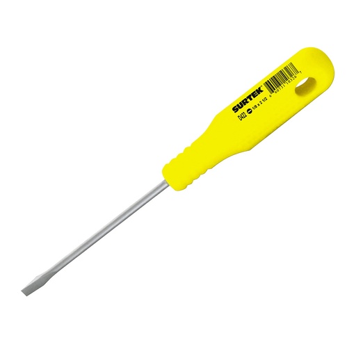 [D422] Destornillador con mango amarillo, mini punta plana barra redonda 1/8" x 2-1/2" Surtek