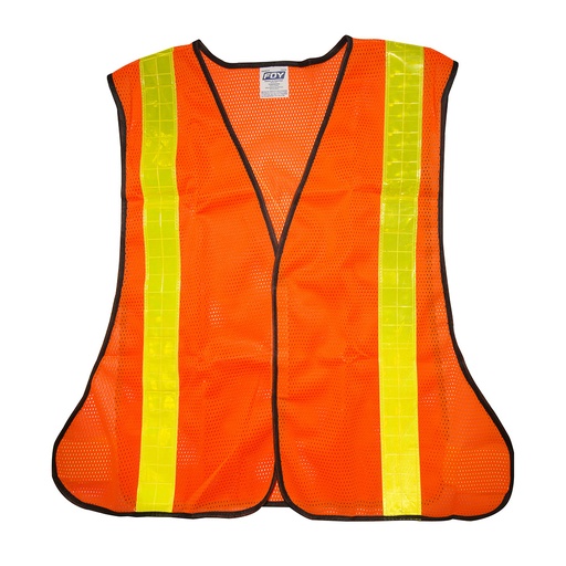 [144170] Chaleco de seguridad de malla de poliéster con cintas reflejantes prismáticas naranja unit Foy